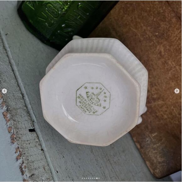 Vintage Independence Ironstone Interpace Japan Octagonal White Creamer - Picture 8 of 9